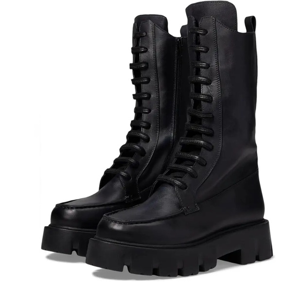 Free People Jones Lug Sole Lace-Up Boot Black Size 7.5 New - Picture 1 of 12